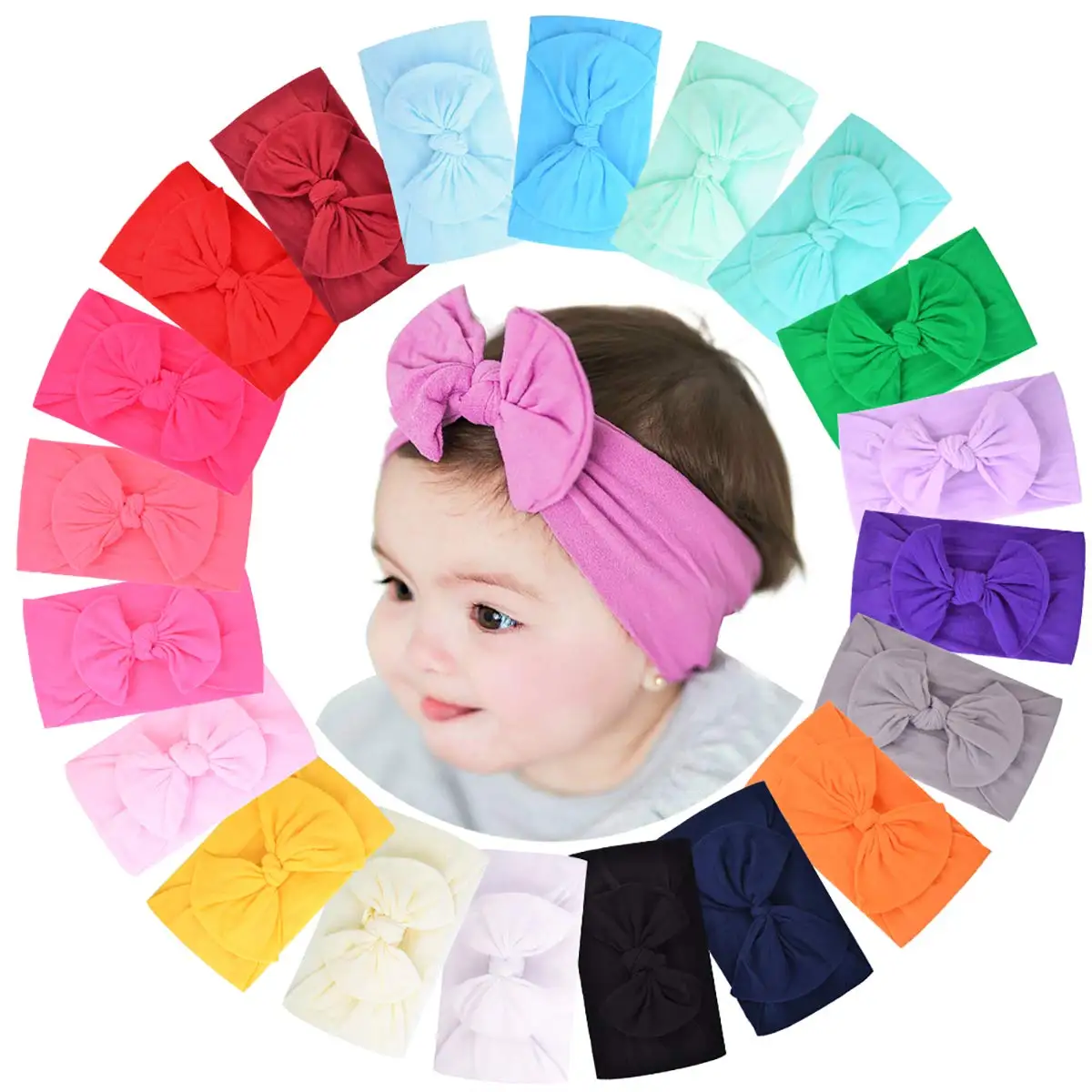 10/20 Stück weiches Strick-Bogen-Stirnband-Set für Babys, süßes Säuglings-Kleinkind, elastische Nylon-Kopfwickel, Bänder, Kopfbedeckung, Haar-Accessoires