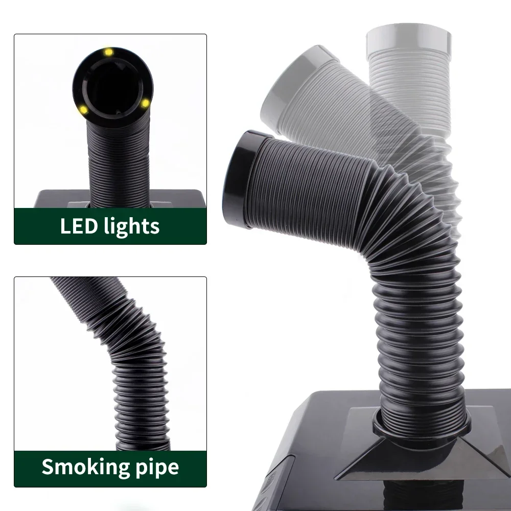 LUXIANZI Fume Extractor Smoking Instrument With LED Light 220v Activated Carbon filter Sponge Solder iron Smoke Absorber 5