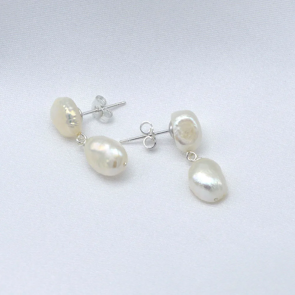 Pearl earrings Women's earrings Pink natural freshwater pearl pendant Baroque handmade Fashion jewelry