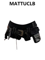 Summer Women Goblin Core Gyaru Coquette Low Rise Denim Shorts With Belt Japanese Harajuku Jean Hot Pants Dark Academia Kpop Y2k