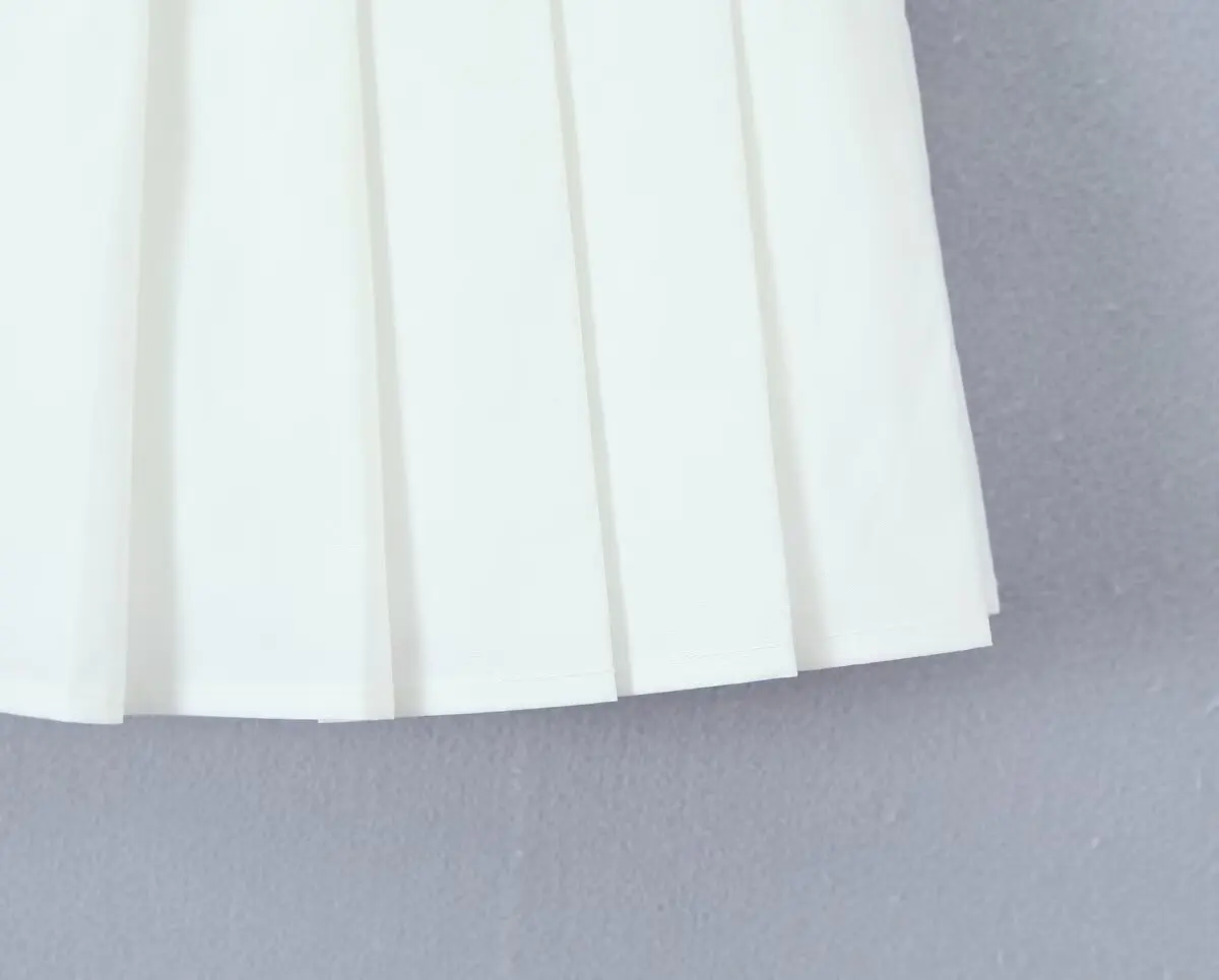 HH Damenrock-Set mit Spitzenpuppenkragen, französischer Taille, einreihigem Kurzarm-Oberteil und Sommer-Spitzenbesetztem Faltenrock – Detail 20