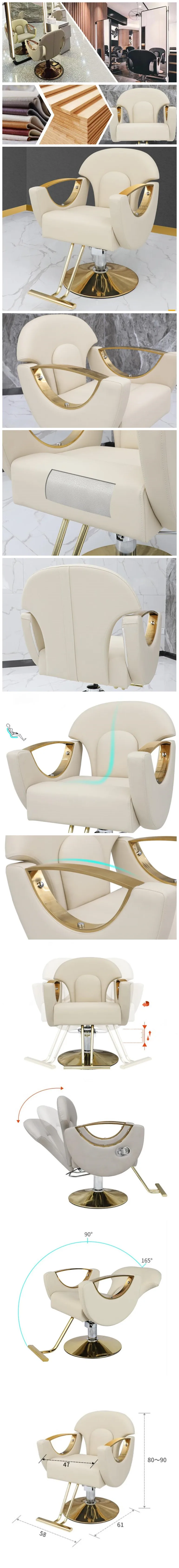 New Beauty Hair Salon Furniture Pink Styling Chair Reclining Hairdressing Barber Chairs