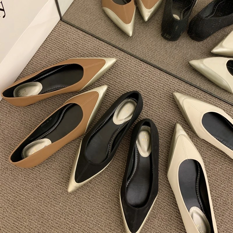 

New Brand Women Flat Shoes Fashion Mix Color Ladies Elegant Ballet Shoes Pointed Toe Shallow Dress Mary Jane Shoes Mocasines