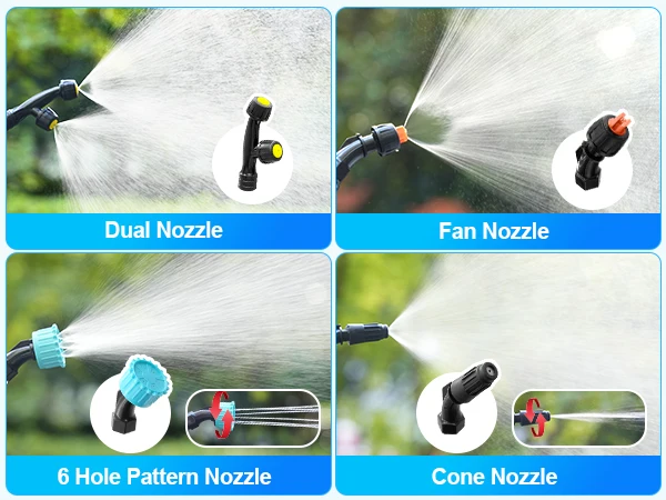 2 Gallon Battery Powered Sprayer, Electric Garden Sprayer with 3 Adjustable Pressure Levels, 4 Nozzles & Extendable Wand