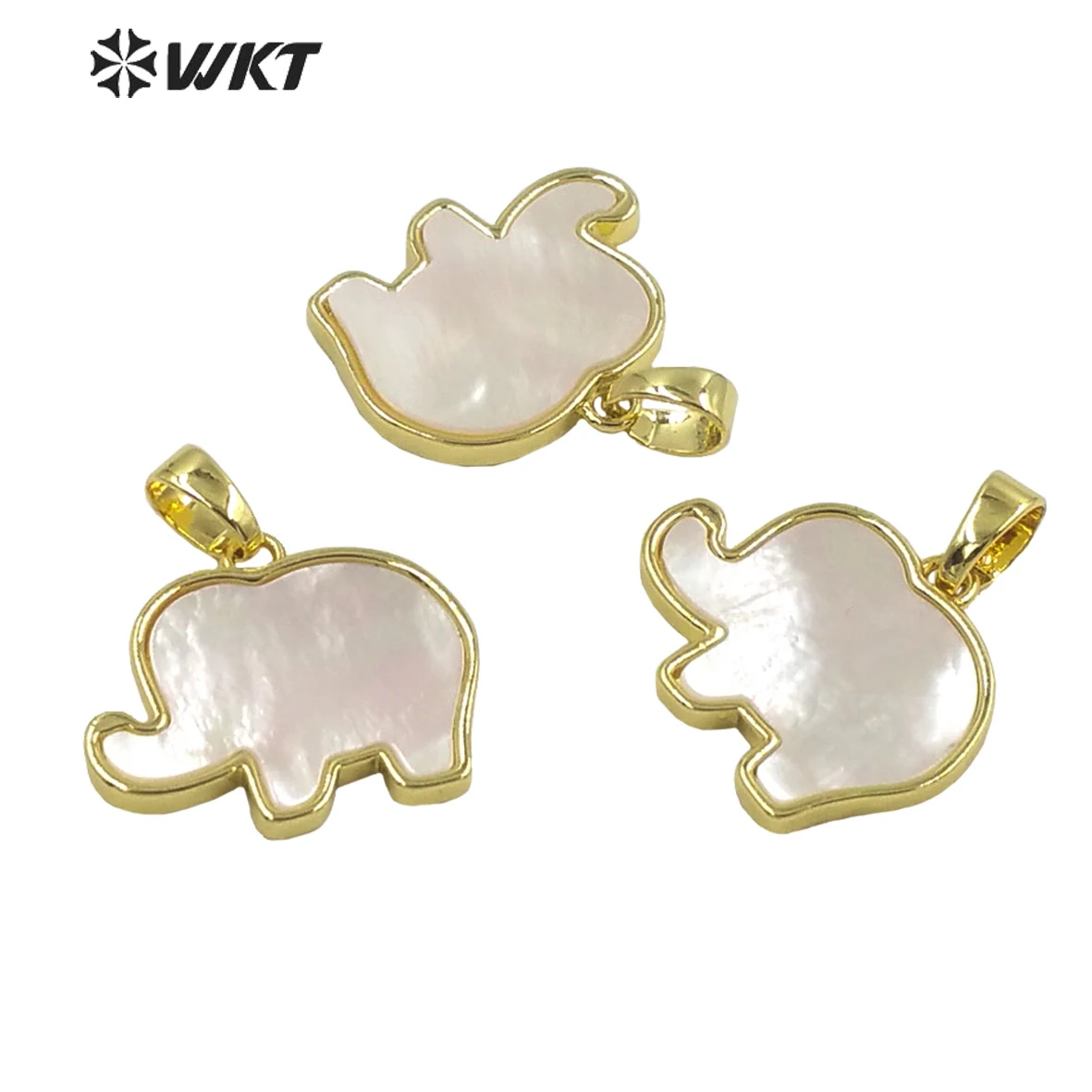 

WT-JP323 WKT 2022 Elephant shape MOP pendant gold-plate Cute animal women gift pendant high quality accessory trend new