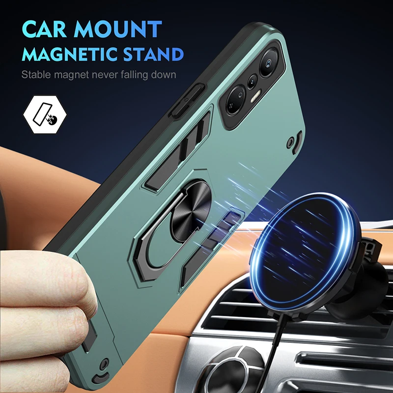 Shockproof Hard Armor Case with Magnetic Ring Holder