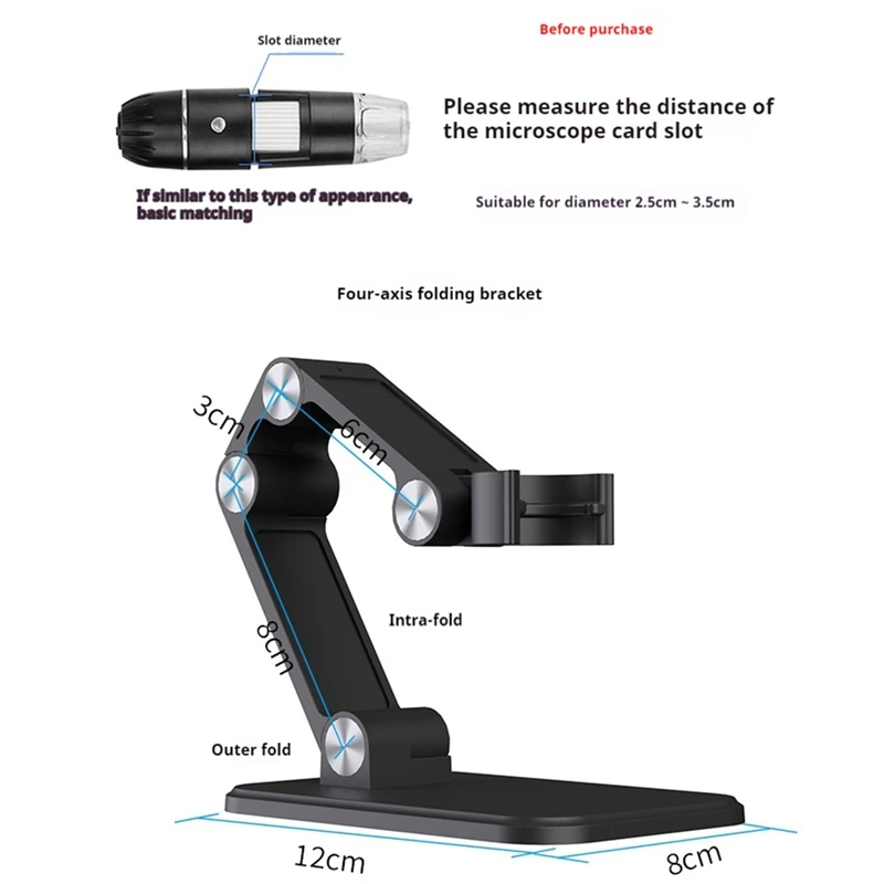 AC62-Microscope Stand Foldable And Adjustable Angle Wifi Digital Microscope Usb Electronic Magnifying Glass Magnifying Glass Digital Microscope Microscope Arm Stand Microscope Mount