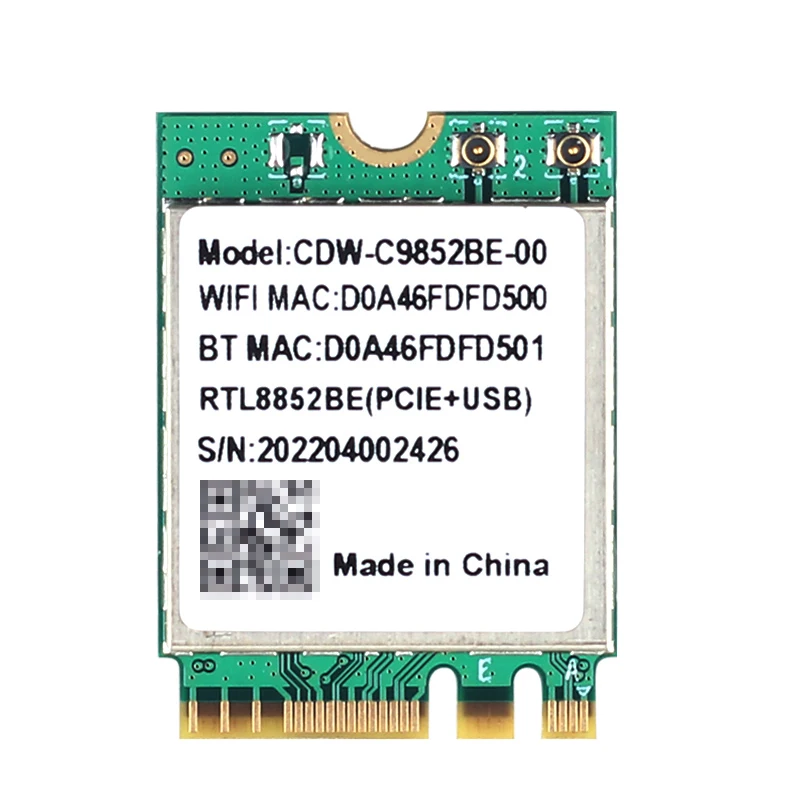 RTL8852BE 듀얼 밴드 2.4G/5G WIFI6 802.11ax 와이파이 카드, 1800M BT5.2 모듈 네트워크 NGFF M.2 노트북 PC 지지대 Win10/Win11 용, 신제품