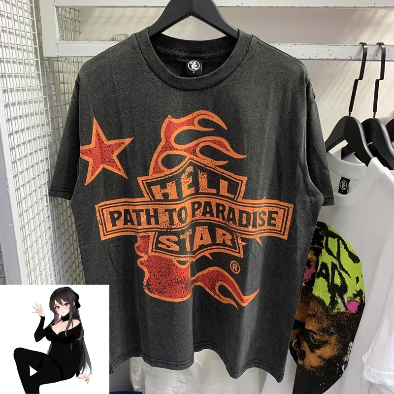 

Футболка Мужская/женская оверсайз с коротким рукавом, нашивка в рай, хеллстар, похожа на Небесный мир, цвет черный
