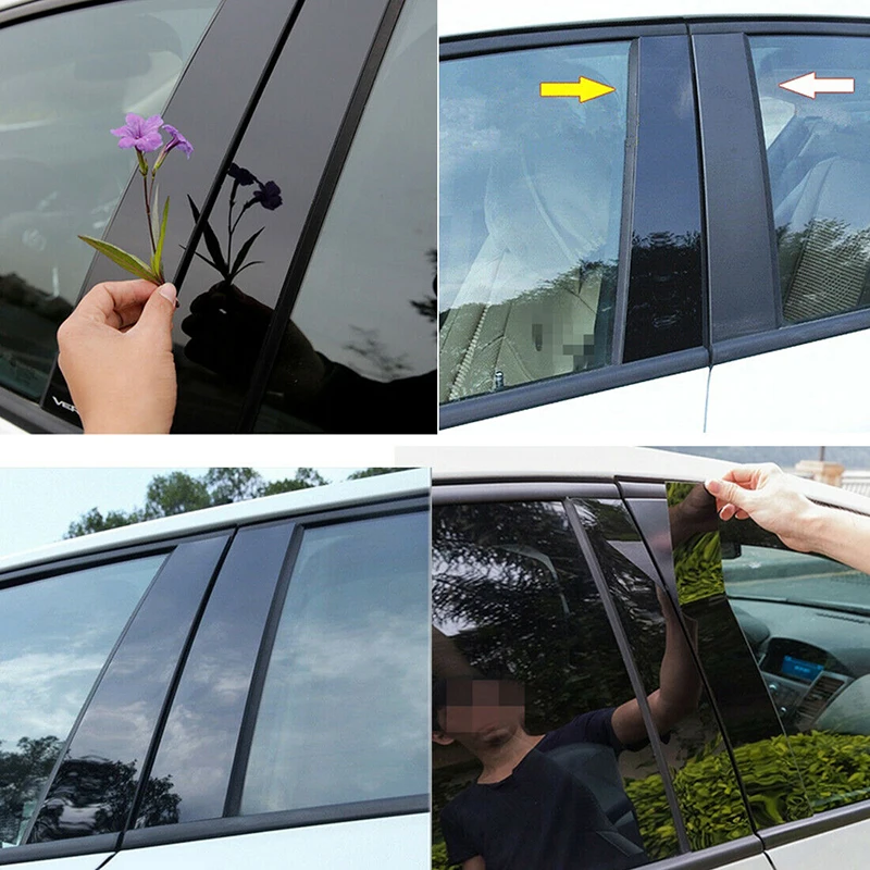6Pcs Car Window Pillar Posts Door Trims Cover Stickers Glossy Black Accessories for Hyundai Elantra/Avante car stickers car window stickers car door moulding trim window door cover trim car window trim stickers car window trim