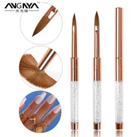 ANGNYA #8#10Nail Kolinsky Nail Brush Rose Gold Professional 3D Nail Art Brush for Nails UV Gel Carving Liquid Powder Drawing Pen 1
