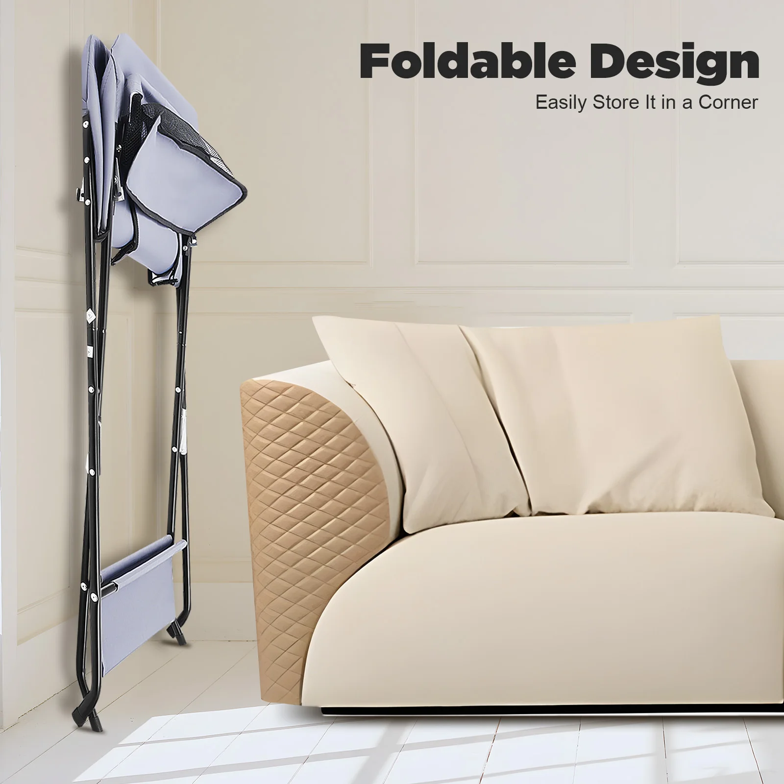 Wickeltisch für Babys, 3-in-1-Wickelunterlage, Wickelstation für Kinderzimmer, faltbarer Wickeltisch für Kinderzimmer, Badematte mit Aufbewahrungsbeuteln – Detail 4