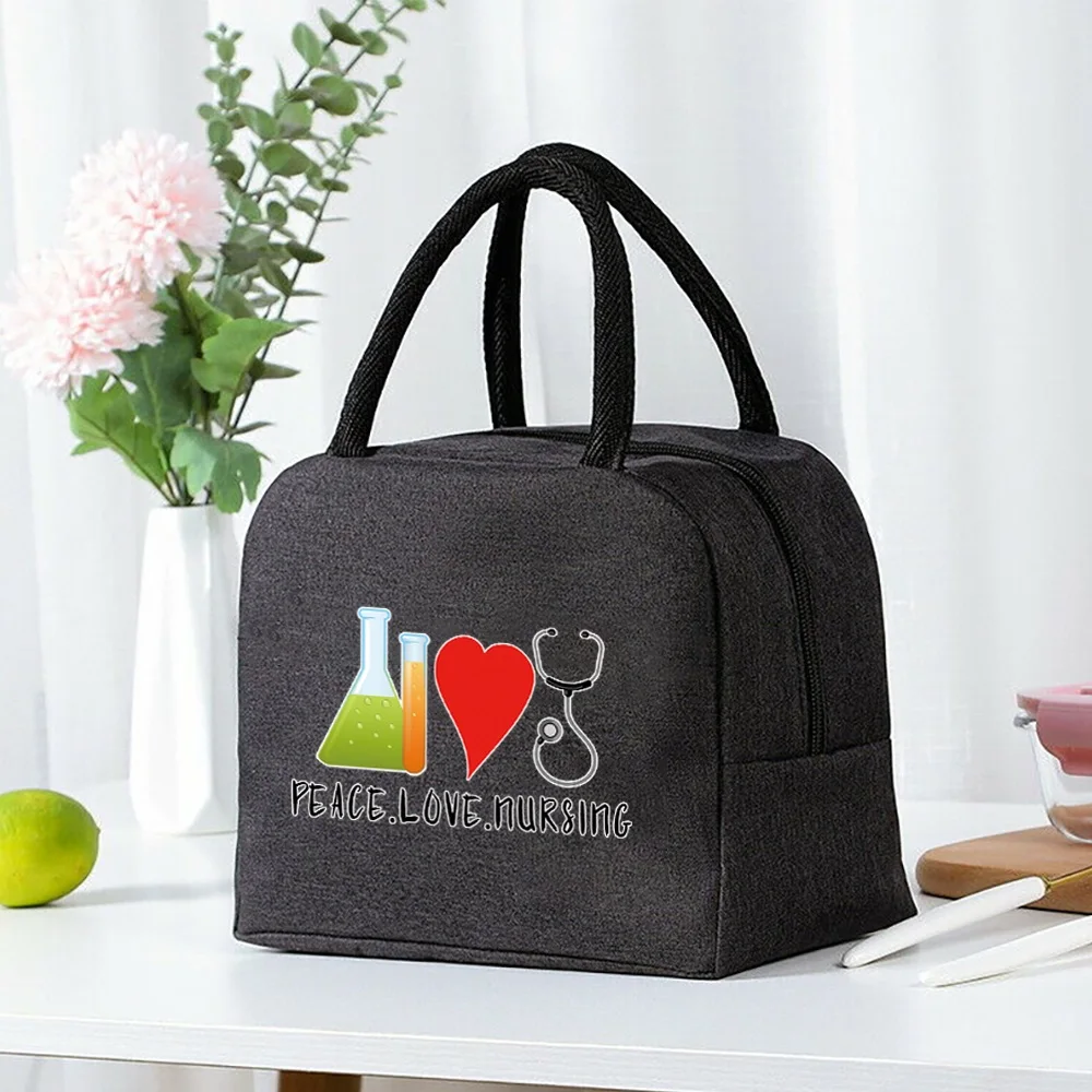 Insulated Lunch Bag Zipper Cooler Tote Thermal Bag Lunch Box Canvas Food Picnic Lunch Bags for Work Handbag Nurse Pattern Insulated Lunch Bag Zipper Cooler Tote Thermal Bag Lunch Box Canvas Food Picnic Lunch Bags for Work Handbag Nurse Pattern