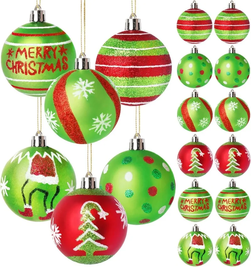 Set of 12 Hand-painted Electroplated Christmas Tree Ornaments