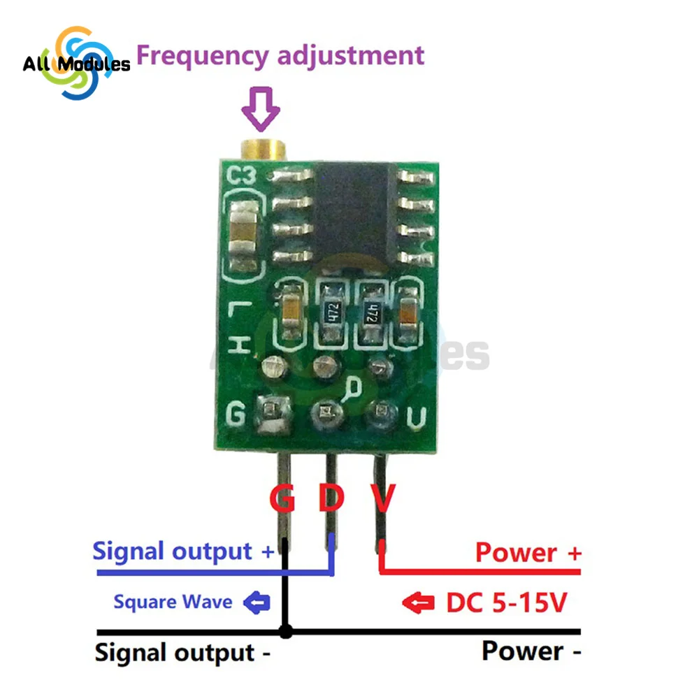 Generatore di segnale regolabile 1Hz-6Khz Generatore di onde quadrate Modulo Generatore di segnale di frequenza regolabile