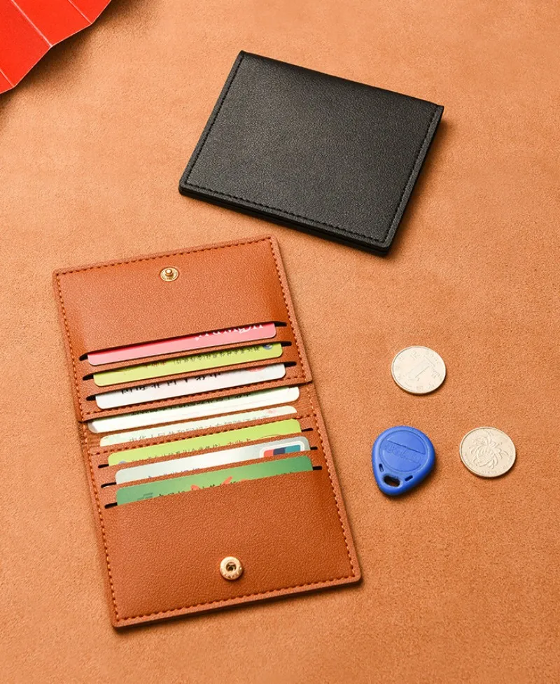 

1Pcs Ultra-Thin Card Holder Multi Card Slot Wallet Coin Purse Solid Color PU Leather Simple Thin Small Bank Credit Card Bag