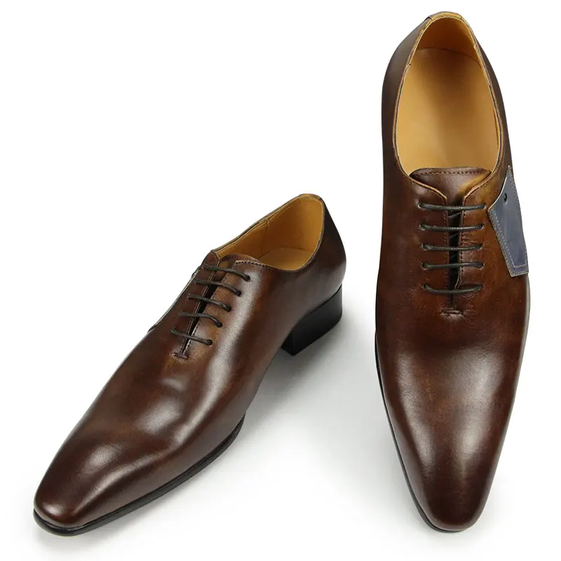 Fashion Stylish Men Shoes Genuine Leather Business  Oxford Casual Office Suit Footwear High Quality Black Brown Customized Color