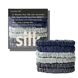 Set of 6 Luxury Mulberry Silk Hair Scrunchies - Handmade Pure Color Hairbands (1)