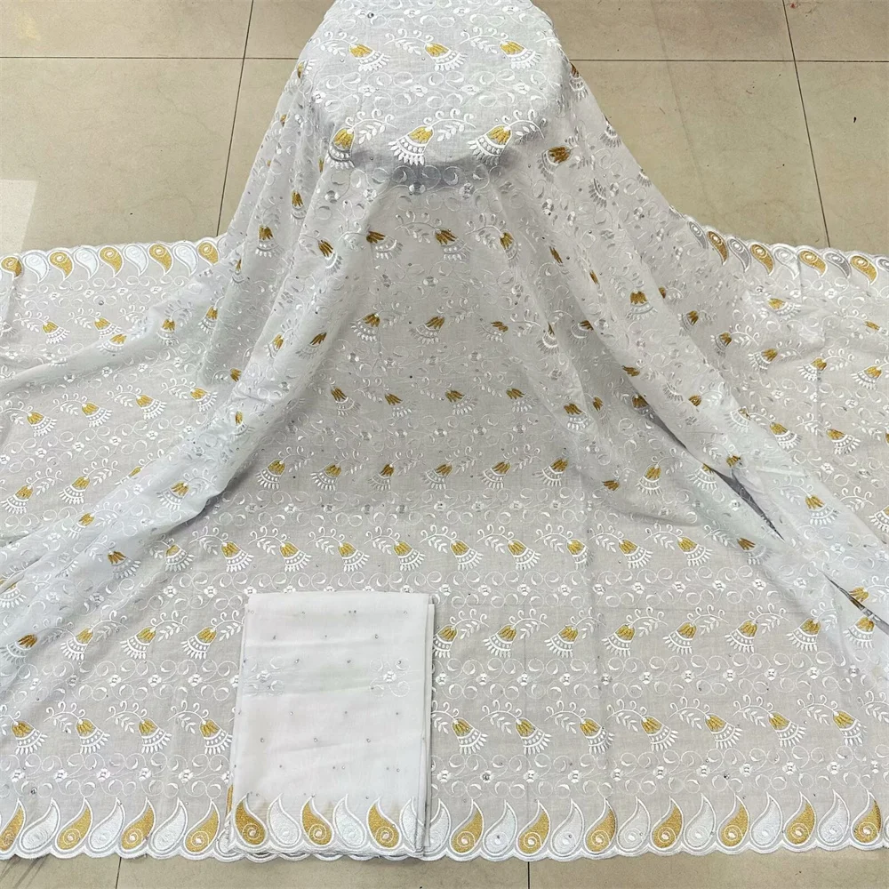 African Cotton Lace Fabric 2024 High Quality Swiss Voile Lace Fabric With Stones Nigeria Lace Fabrics For Wedding Dress Sew yc