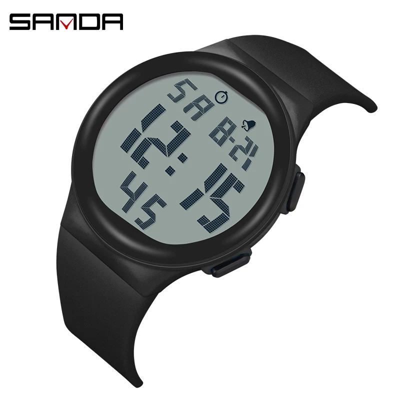 findtime Orologio sportivo digitale militare da uomo, grande display, 5 ATM, impermeabile, con sveglia, calendario, cronografo, rosso, argento, Militare