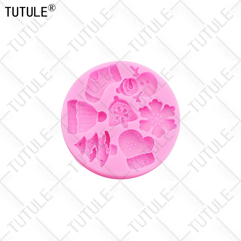 Weihnachtsstrümpfe Schneeflocke Silikonform Weihnachtsmütze Fondant Zucker Cupcake Bastelformen Tropfenkleber dekorative Epoxidharzform – Detail 17