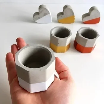 Concrete Planter Cement Succulent Pot Molds Octagon Silicone Flowerpot Mold DIY Geometric Epoxy Resin Craft Bottle Making