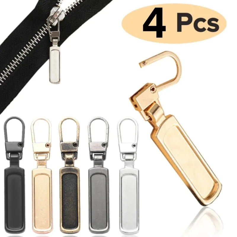 Zipper Repair Kit 4PCS Removable Pull Tab Metal Zipper Pull Repair Kit
