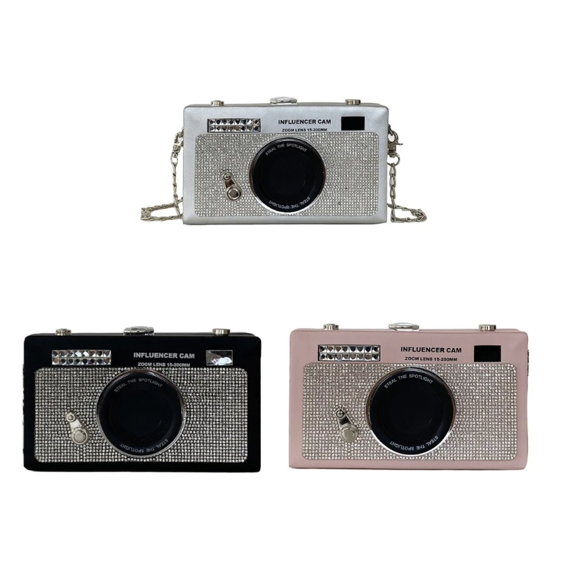 

Женская элегантная сумка через плечо в форме фотоаппарата, Женская портативная вечерняя сумка через плечо из искусственной кожи с декоративным ремешком на цепочке