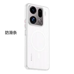 Magnetic MagSafe Matte Transparent Slim Luggage Stripe Case - Hard Shell Bumper Cover (WHITE)