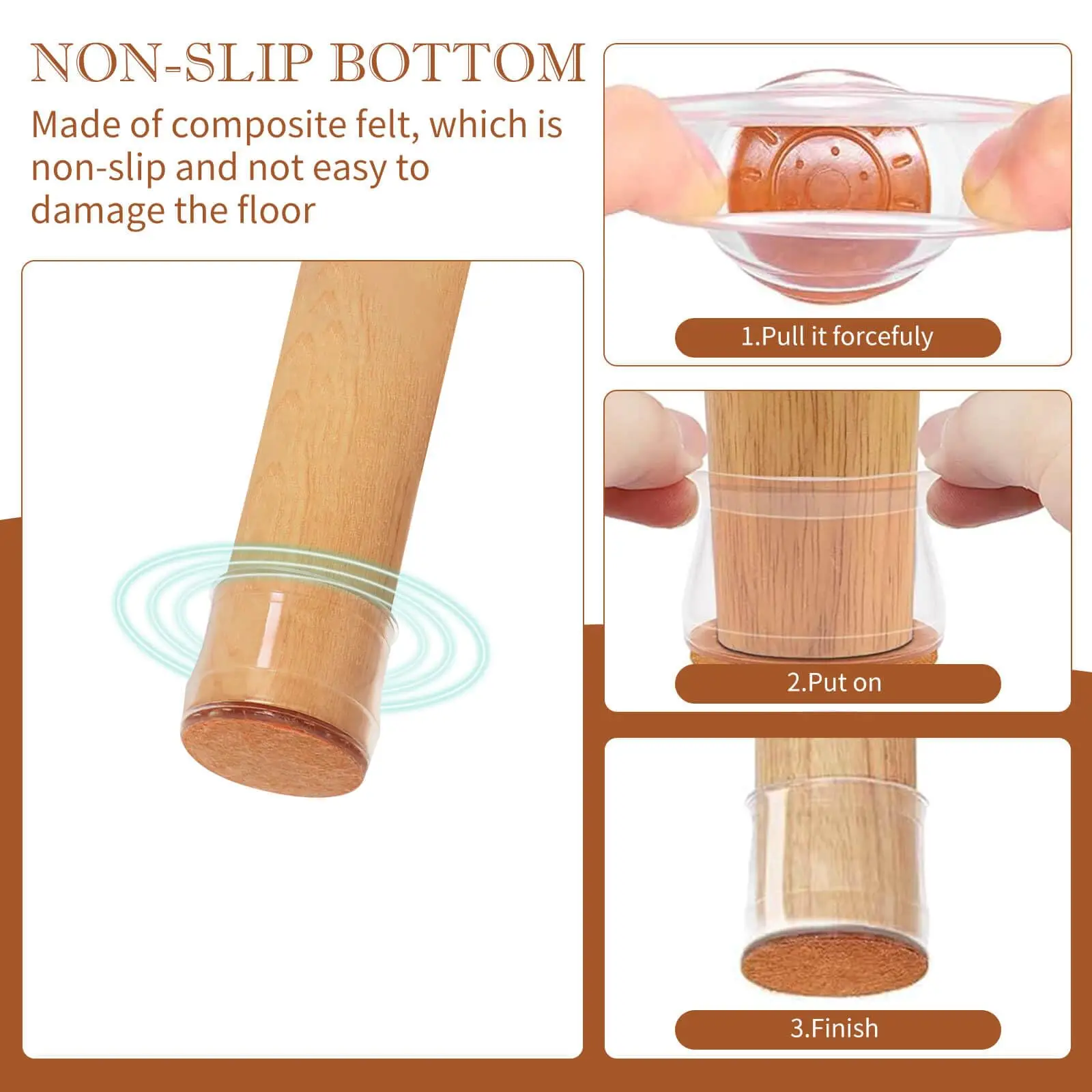 Ultra-Small Silicone Chair Foot Covers with Felt Pads - Noise-Reducing Floor Protectors (16/24/36 Pack)