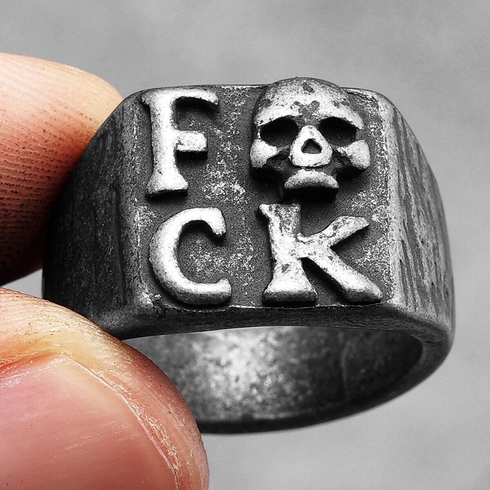 Stainless steel rings for couples, fashionable punk jewelry, cool goth rock accessories