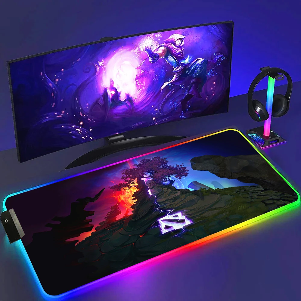 컴퓨터 노트북용 RGB 게이밍 마우스 패드, 다채로운 발광 LED 조명, 대형 마우스 패드, 게이머 게임 도타 2 데스크 매트, 백라이트