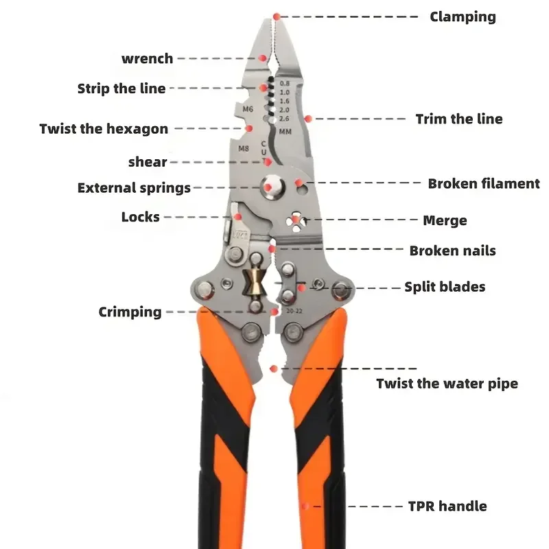 wire stripping scissors Multi-Purpose Wire Stripper Durable High Carbon Steel Cable & Wire Cutting For All Electrical Work Professional Stripping Tool