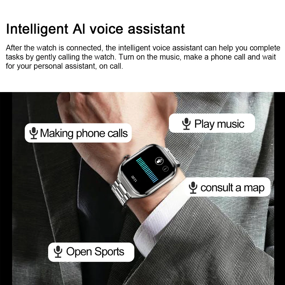 ECG+PPG Bluetooth call AMOLED full touch screen smart watch men's women watch sport heart rate fitness waterproof 2.04"368*448 6