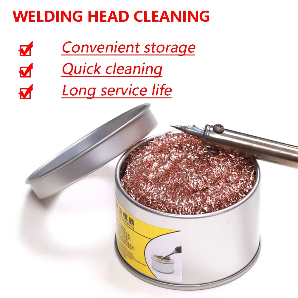 Soldering Iron Cleaner Cleaning Nozzle Tip Desoldering Soldering Solder Iron Tip Copper Wire Cleaner Ball Metal Dross Box