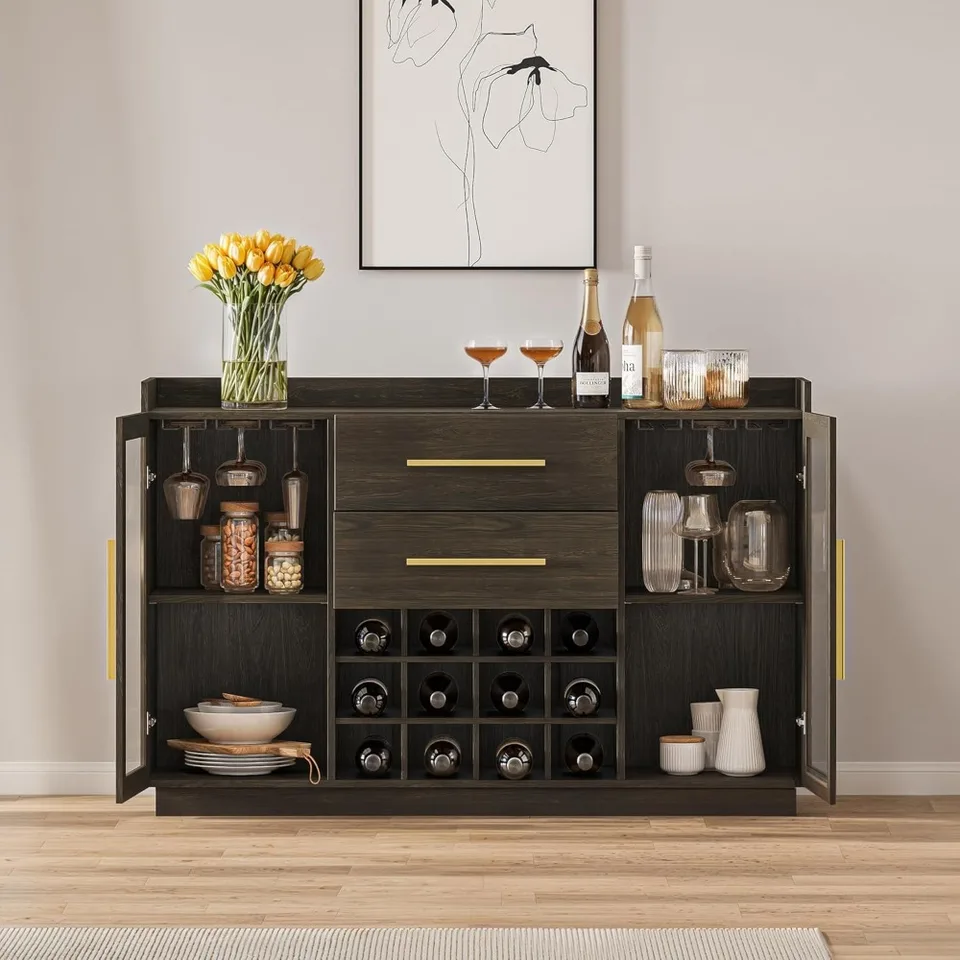 55 Inch Multifunctional Wine Cabinet with Rack
