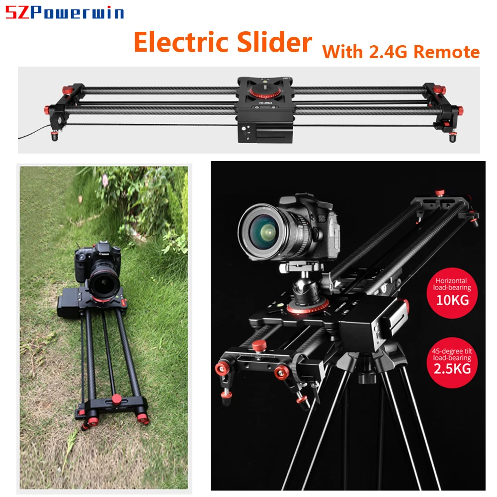 Powerwin Professional Electric Camera Slider Carbon Fiber Track Rail Motor Time Lapse 2.4G Wireless Remote Control