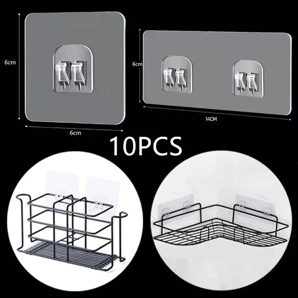 10PCS Waterproof Adhesive Hook Shelf Sticker for Bathroom Kitchen Wall Shelf Rack Kitchen Sticking Wall Screw Hook Storage Rack