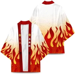 New Anime Demon Slayer Rengoku Kyoujurou Cosplay Costumes Kimono Flame Symbol Teens Cardigan Cloak Haori Pajamas Top
