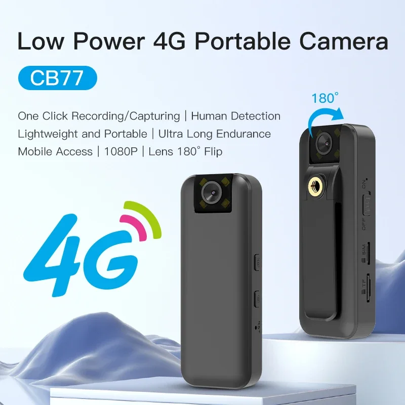 PEGATAH 4G 4K UHD Video Body Camera Mini Wireless Body Recorder 180° Flip Rechargeable Portable Cam Camcorder Law Enforcement