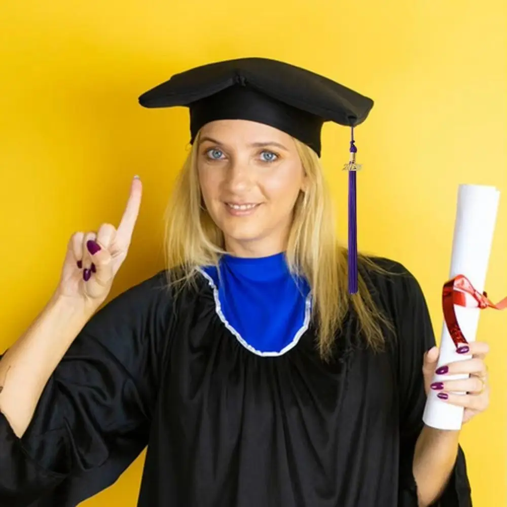 폴리에스터 합금 학술 태슬 펜던트, 순색 DIY 공예 참, 9가지 색상, 2025 스타일 졸업 모자 태슬