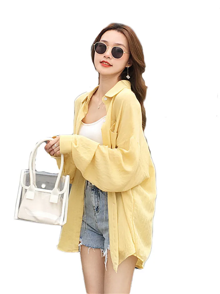 

Back Letter Print Shirt Jacket Women Summer Sun Protection Clothing Fashion Long-sleeved Thin Sunscreen Jacket Female N1542