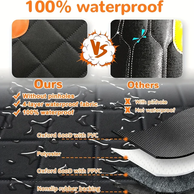 Dog Seat Cover Car Seat Cover for Pets 100%Waterproof Pet Seat Cover Hammock 600D Heavy Duty Scratch Proof Nonslip Durable Soft 5