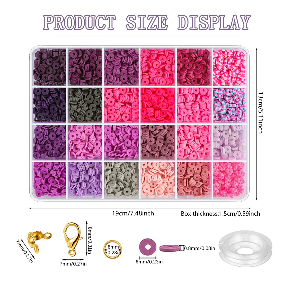 7200 Pcs 72 Colors Polymer Clay Beads For Bracelet Making Kit,3 Boxes DIY Polymer Clay Beads Kit