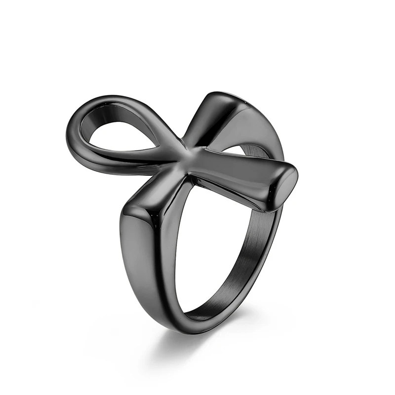 Ancient Egypt Ankh Cross Gold Plated High Quelity Fine Stainless Steel Male Female Ring Polished No Fading JZ585 6