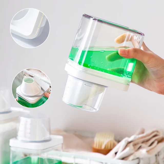 700/1100/1500/1900ml Laundry Detergent Dispenser Refillable Laundry Washing Up Powder Container Soap Detergents Storage Box Lid 5