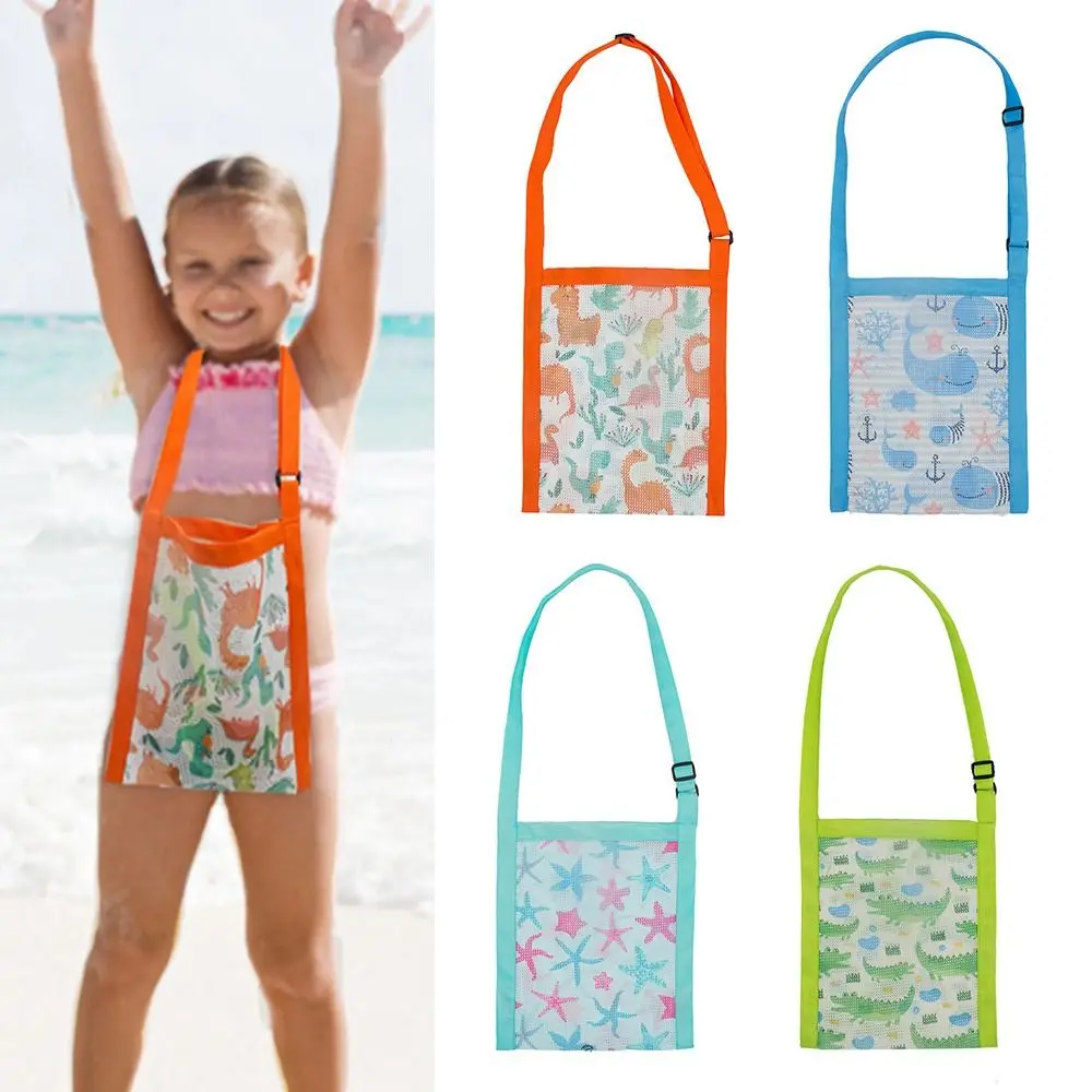 

Cartoon Pattern Beach Toy Mesh Bag Creative Sand Toy Cute Shell Storage Bag Holiday Starfish Messenger Net Bag Girls