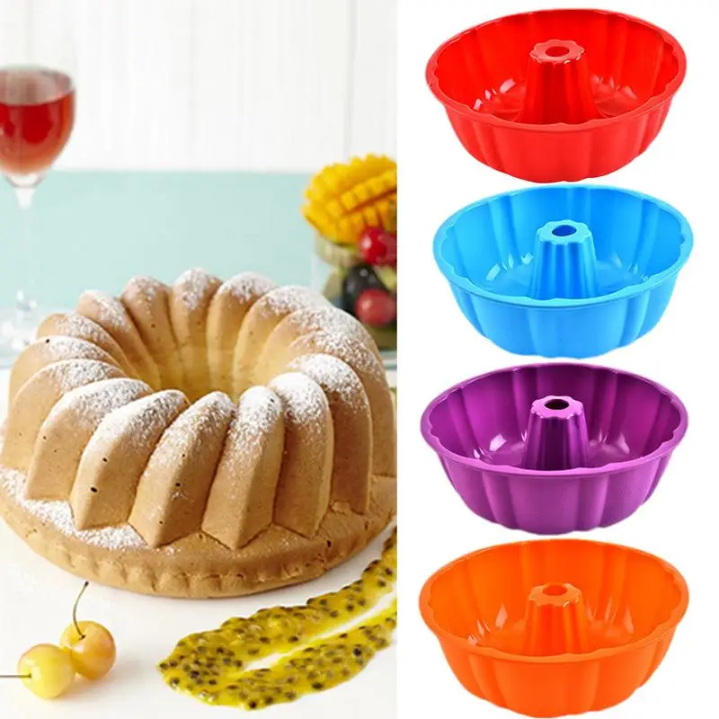 

Silicone Cake Pans Non-stick Fluted Food Cake Molds Round Muffin Cup Cake Baking Mold Round Muffin Cup Cake Baking Mold for Cake