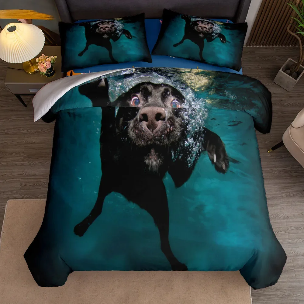 Cloudboi Dog Art Duvet Cover Set King Queen Double Full Twin Single Size Bed Linen Set