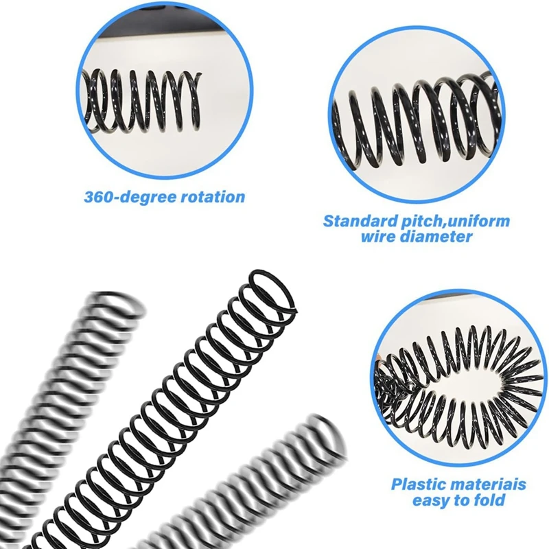 Spiral Binding Coils Plastic Binder Binding Spirals Rings Multi Size Spiral Wire Combs 4:1 Pitch Easy To Use 120 PCS